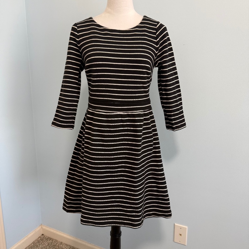 Boden 3/4 Sleeve Striped‎ Cotton Mini Dress Size 8R